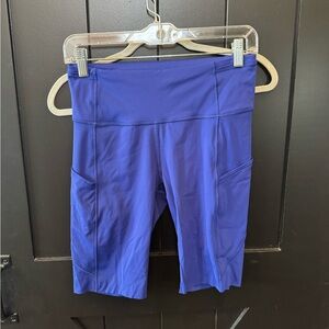 lululemon athletica Mid-Rise Cobalt Blue Bike Shorts with Pockets